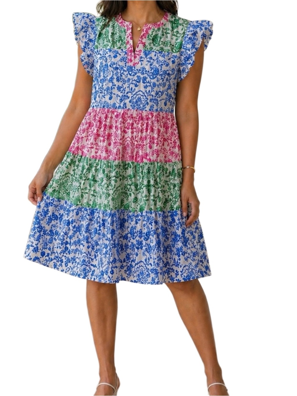 Roller Rabbit Multicolor Floral Tiered Aitona Pippa Dress